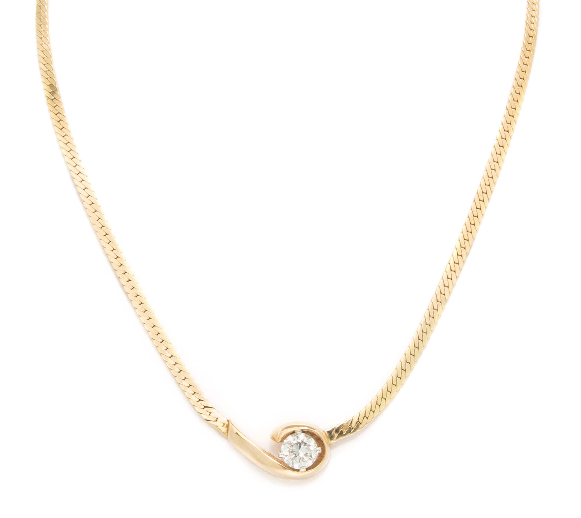 A 14 Karat Yellow Gold and Diamond Necklace, 7.30 dwts.