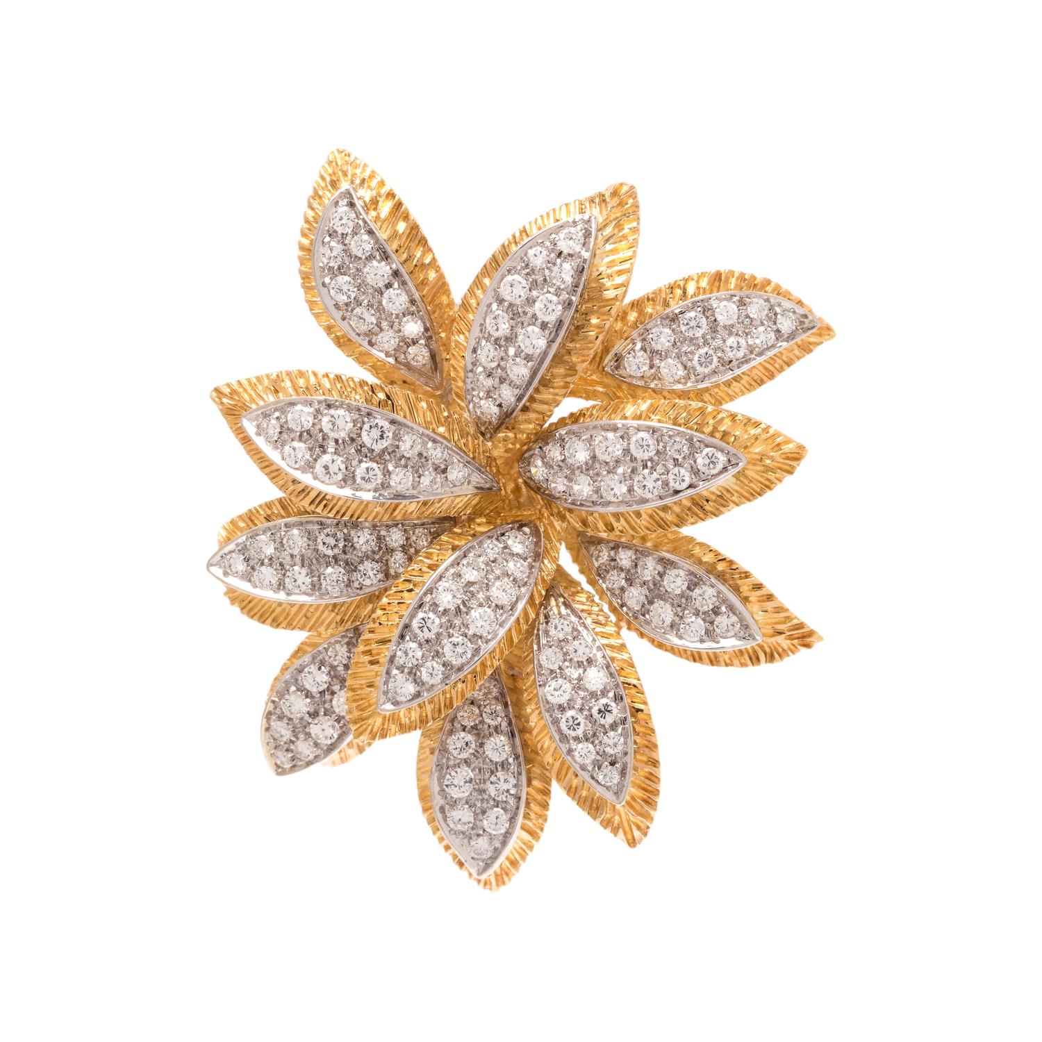 BICOLOR GOLD AND DIAMOND BROOCH