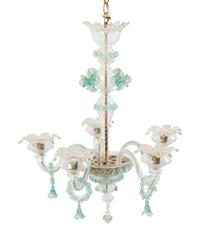 A Venetian Glass Five-Light Chandelier