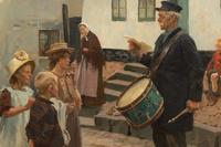 Villagers on Street with Drummer