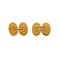 LONGMIRE, YELLOW GOLD AND BLUE ENAMEL CUFFLINKS