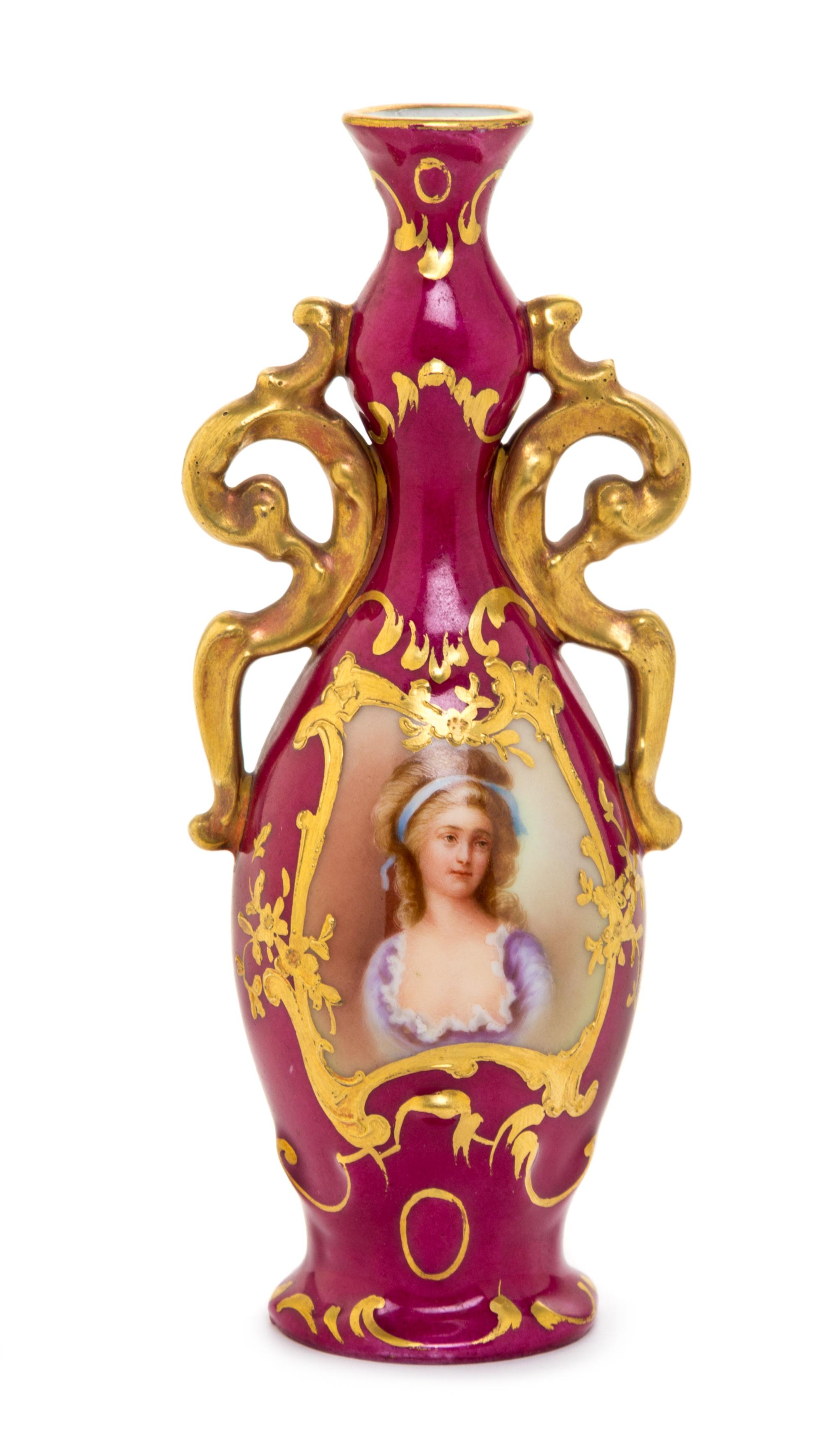 A Royal Vienna Style Porcelain Cabinet Vase Height 5 inches.