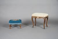 A Group of Two French Provincial Style Stools, Height of tallest 18 inches.