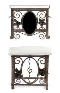 An Art Deco Style Silvered Metal Hall Tree, in the manner of Oscar Bach, Height of wall mount 20 1/2 x width 26 1/2 inches.