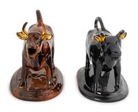 Two Rockingham Glazed Cow-Form Ceramic Creamers — 20TH CENTURY