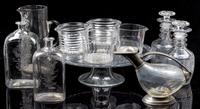 A Collection of Eleven Glass Table Articles Height of pitcher 10 1/4 inches. — 19TH CENTURY