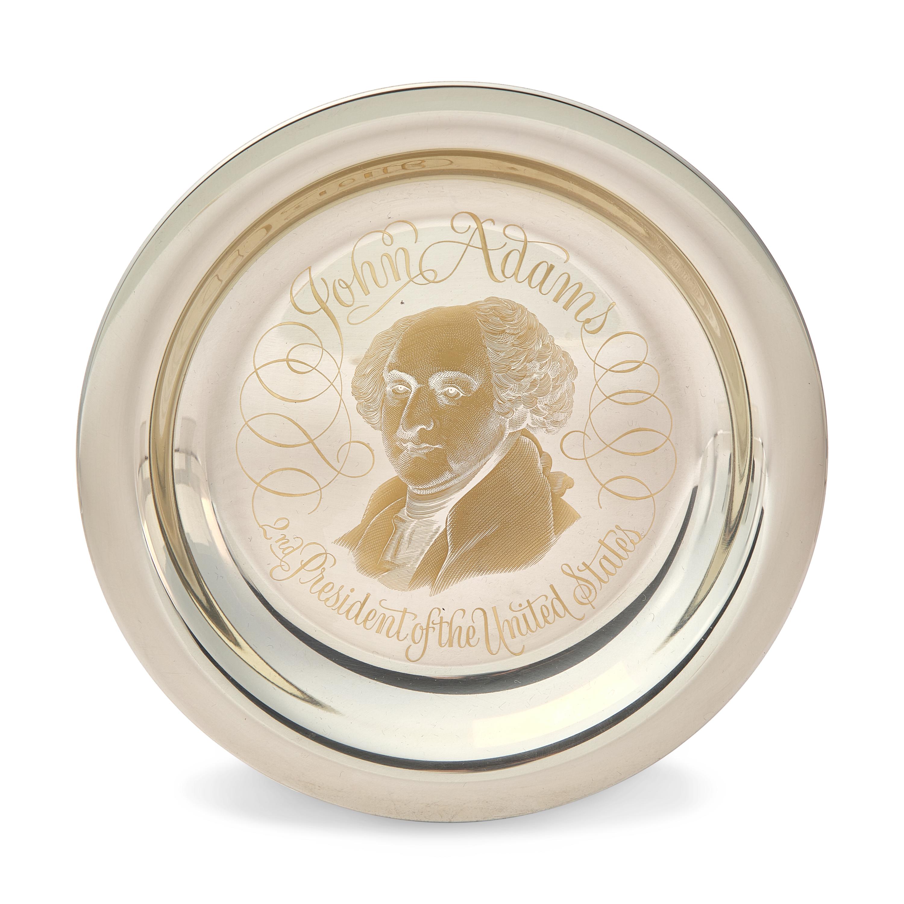 A Group of Twelve Franklin Mint 24K Gold Inlaid Sterling Presidential Plates, Circa 1976