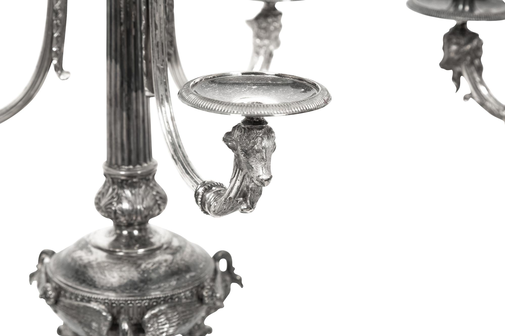 A Pair of English Silver-Plate Four-Light Candelabra