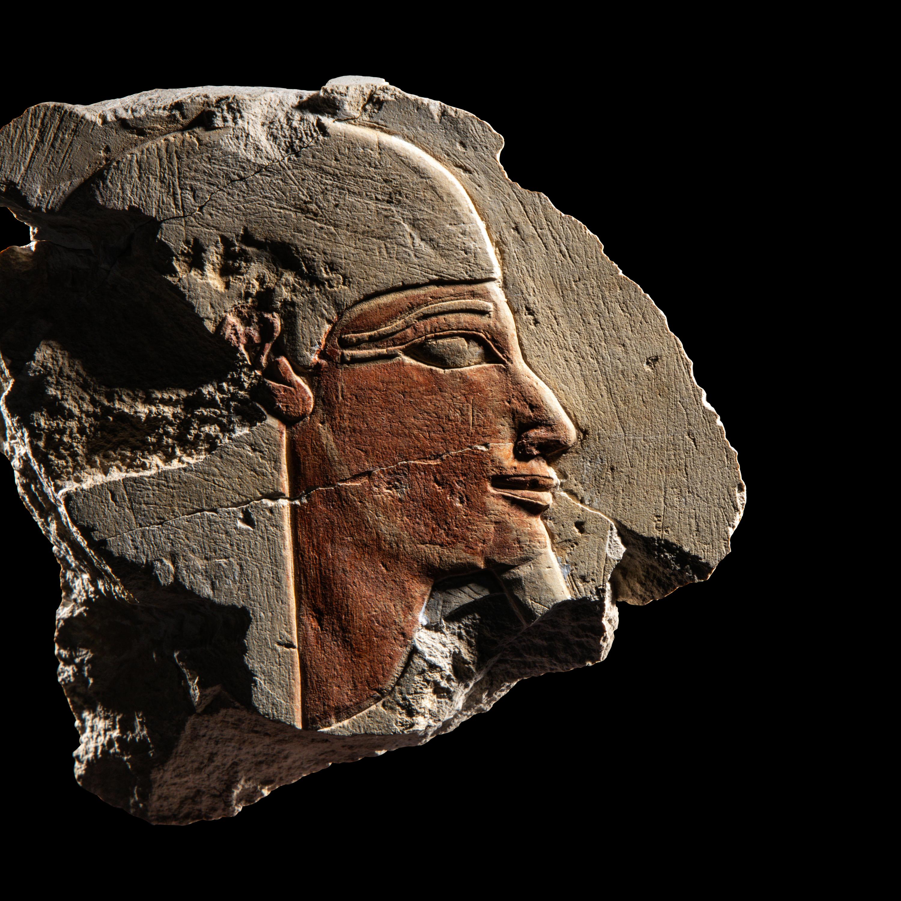 An Egyptian Limestone Relief Fragment with a Nile God