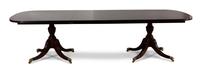 A Regency Style Inlaid Mahogany Two Pedestal Dining Table Height 29 1/2 x length 80 x width 47 1/2, each leaf 18 inches. — LATE 19TH/EARLY 20TH CENTURY