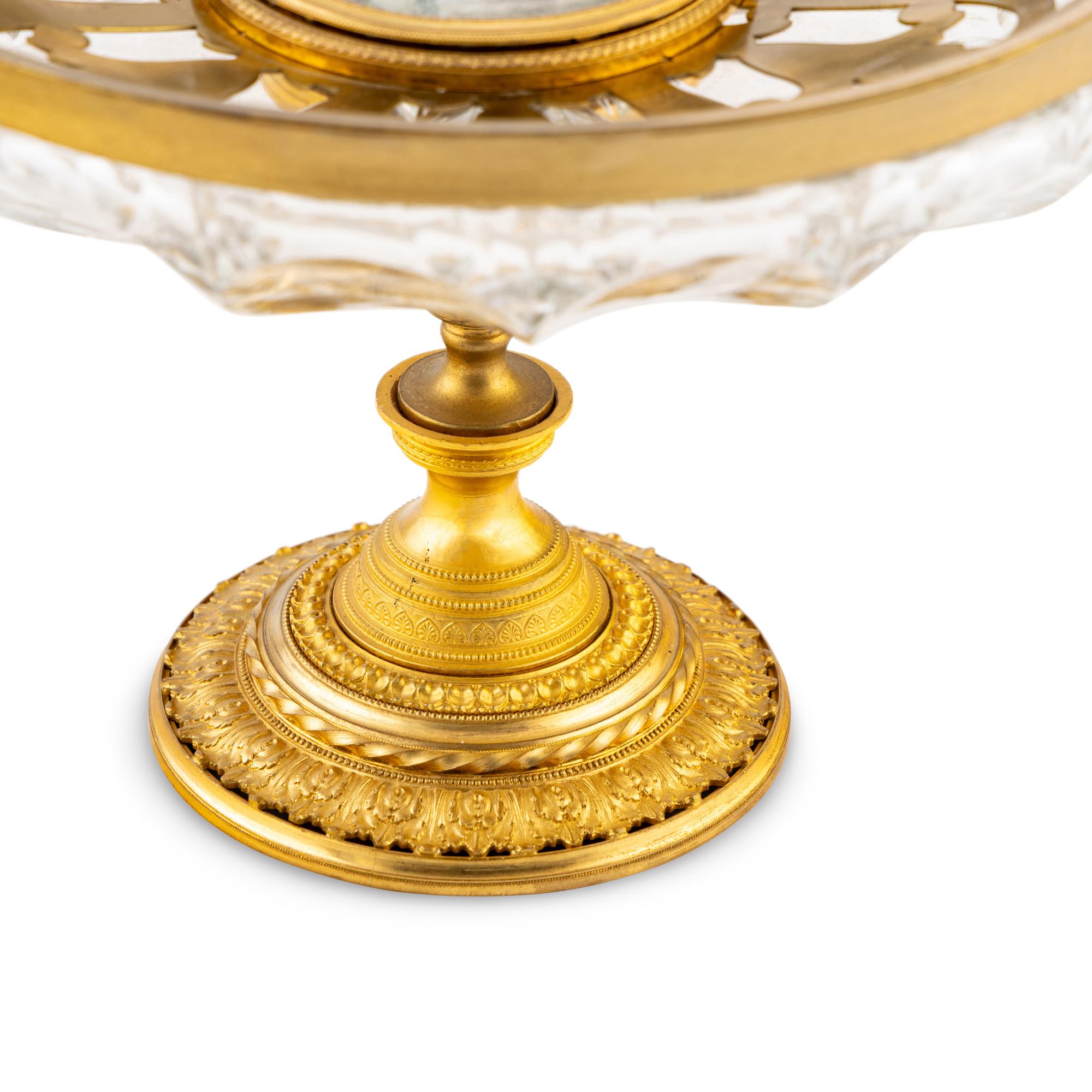 An English Gilt Brass and Cut Glass Centerpiece Bowl Retailed by Tiffany and Co.