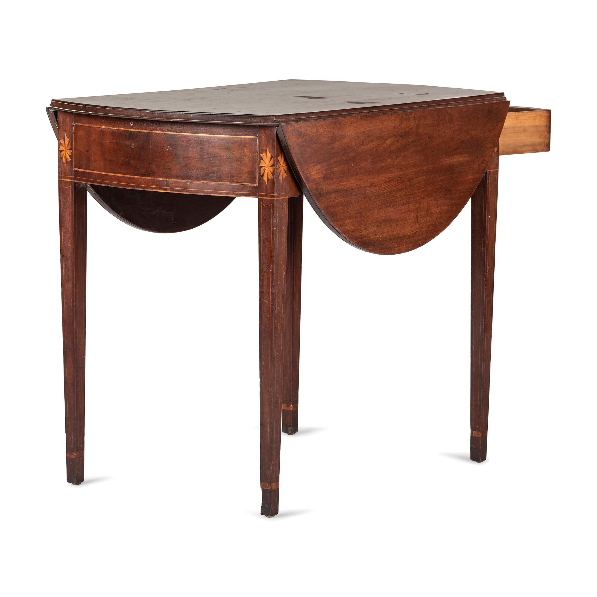 A Federal Inlaid Mahogany One-Drawer Pembroke Table