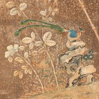 A Painted Paper Six-Panel Floor Screen