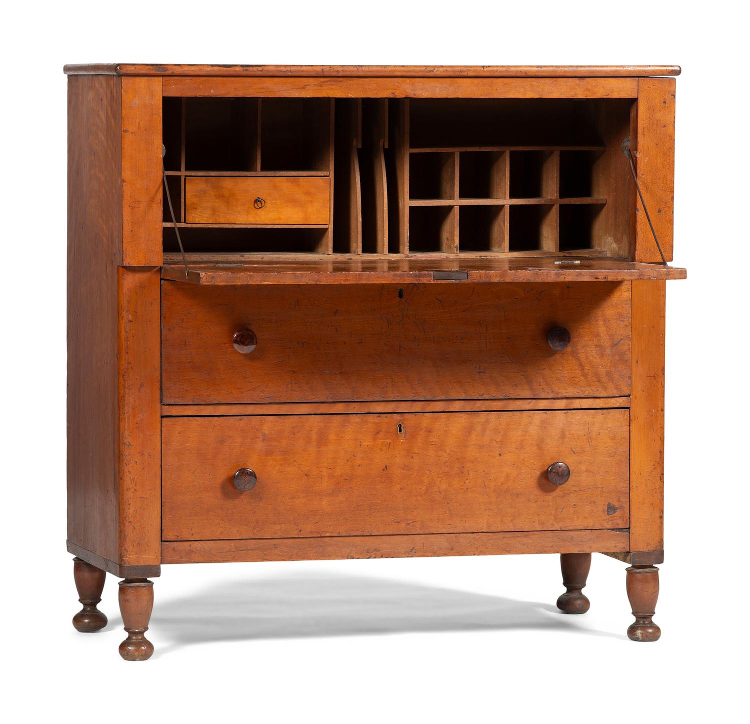 A Country Cherrywood Secretary Chest