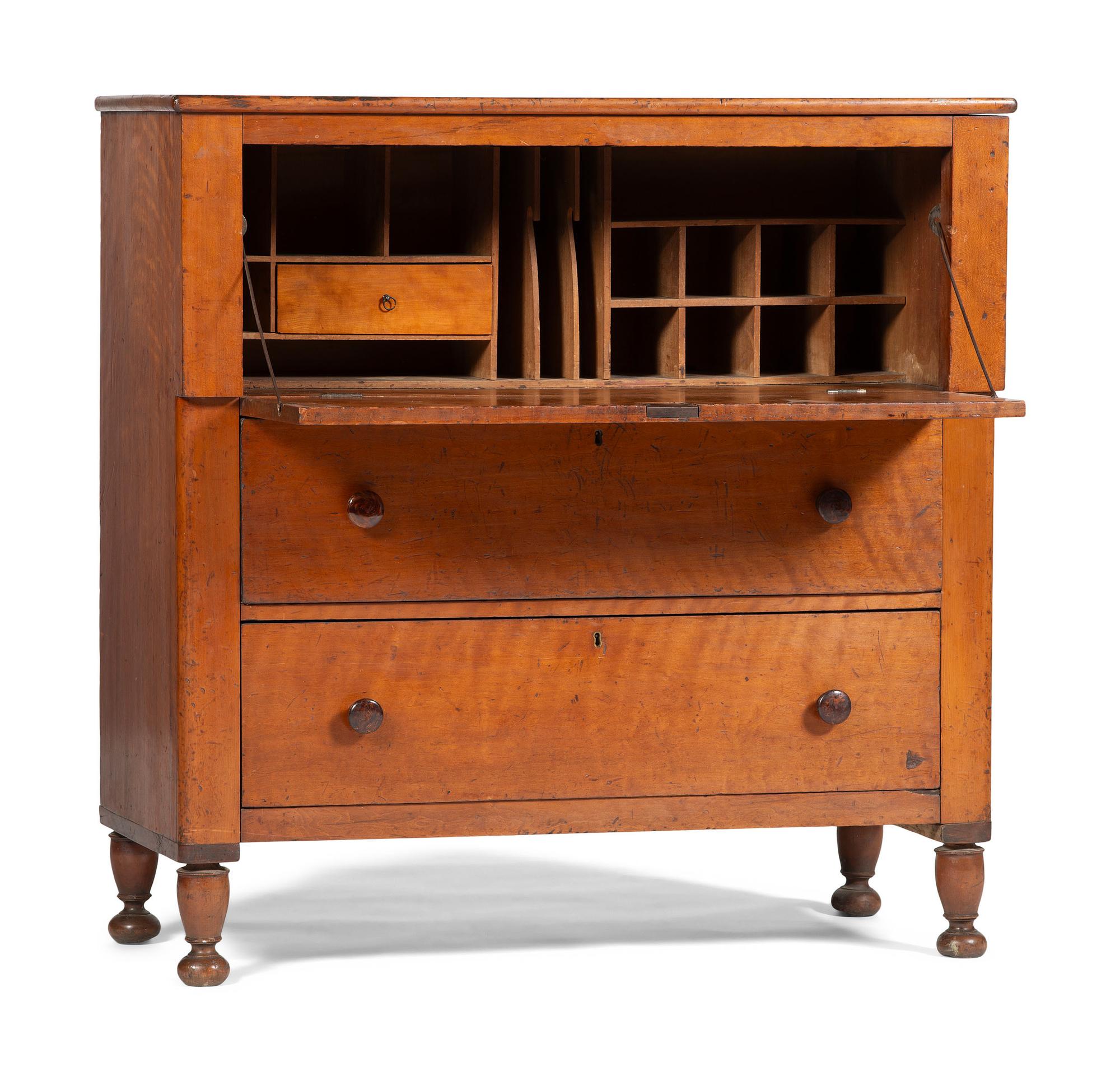 A Country Cherrywood Secretary Chest