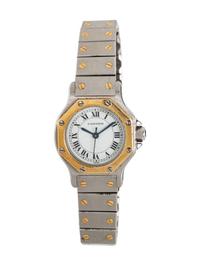 CARTIER, STAINLESS STEEL AND YELLOW GOLD 'SANTOS RONDE' WATCH