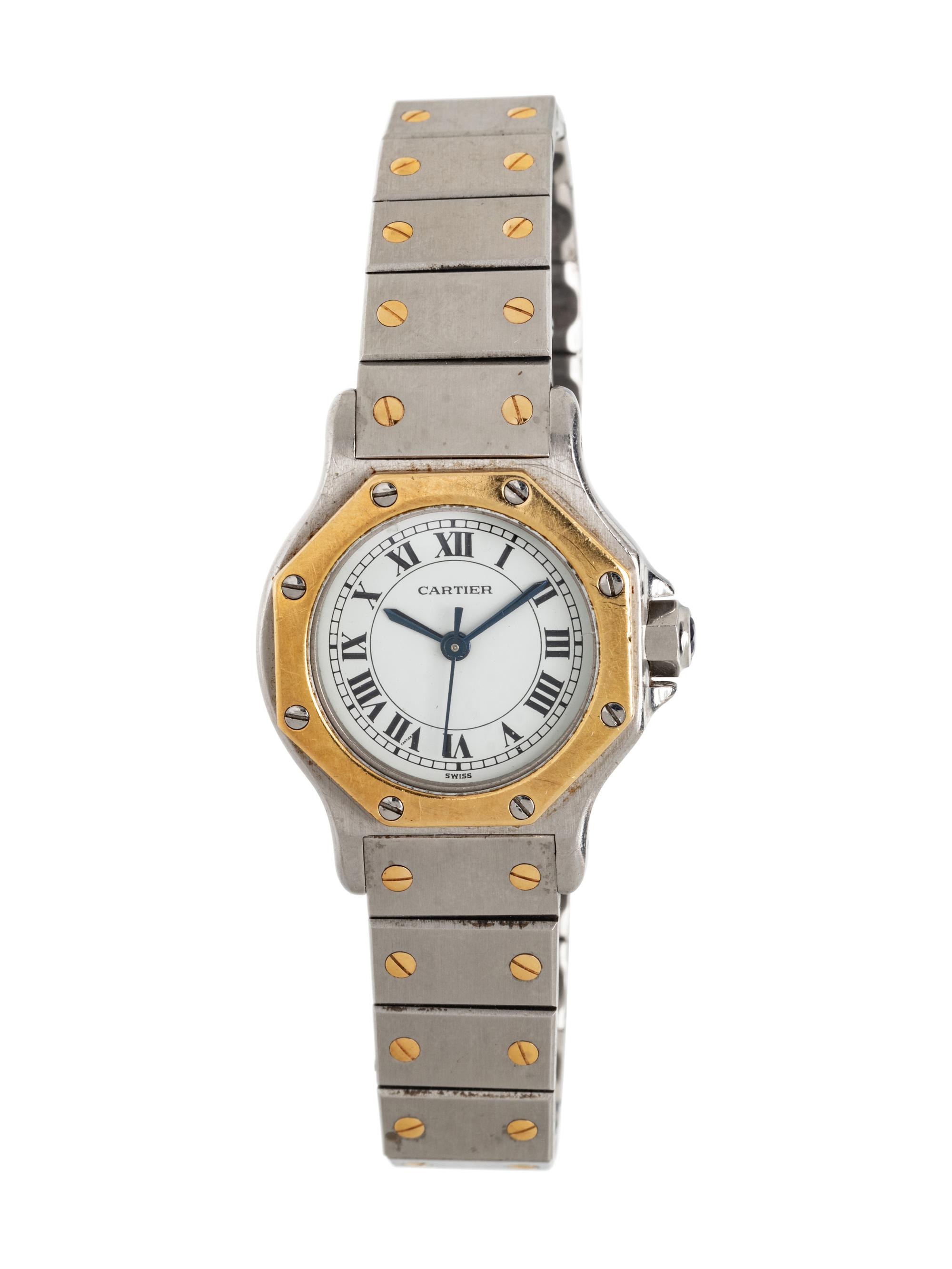 CARTIER, STAINLESS STEEL AND YELLOW GOLD 'SANTOS RONDE' WATCH