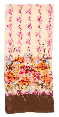 An Adolfo Silk Floral Scarf, 52" x 11".