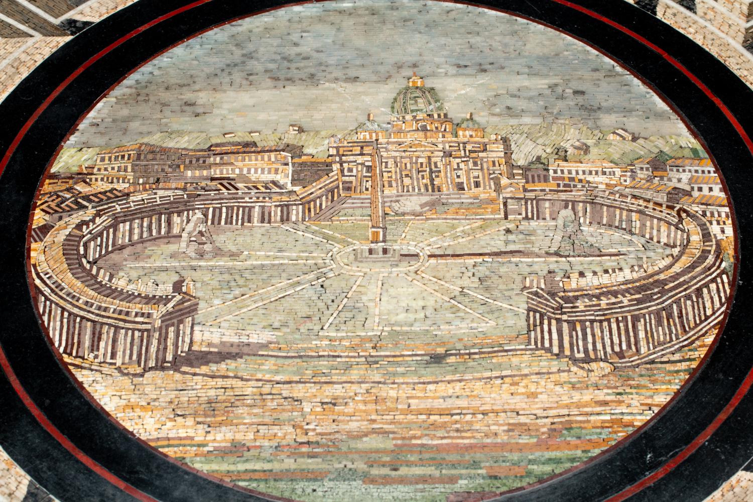 An Italian Painted and Parcel Gilt Micromosaic-Top Table