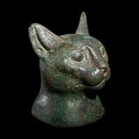 An Egyptian Bronze Bust of a Cat