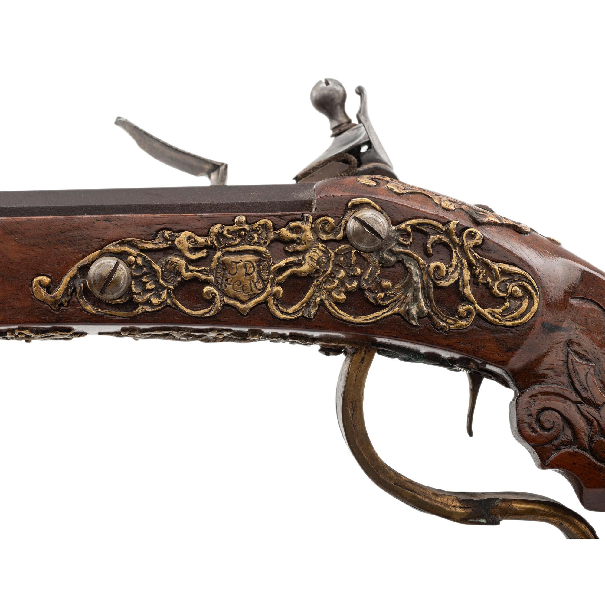 Contemporary Cheekstock Flintlock Rifle in the Style of Schertiger by John B. Derrick (American, b.1936)