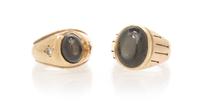 A Collection of Yellow Gold, Black Star Sapphire and Diamond Rings, 12.50 dwts.