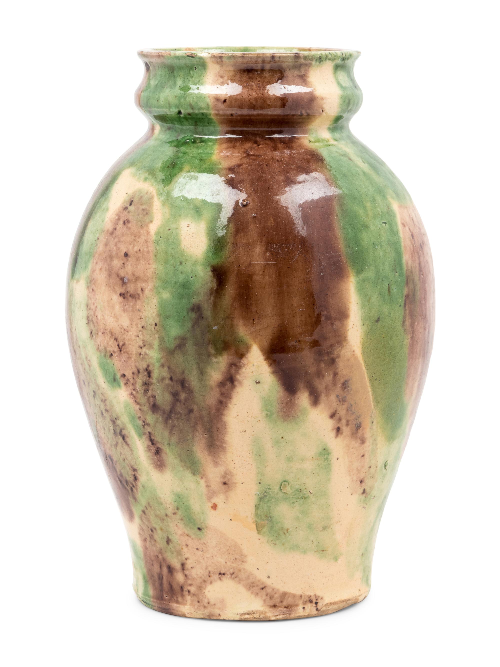 A Chinese Sancai Glazed Pottery Vase