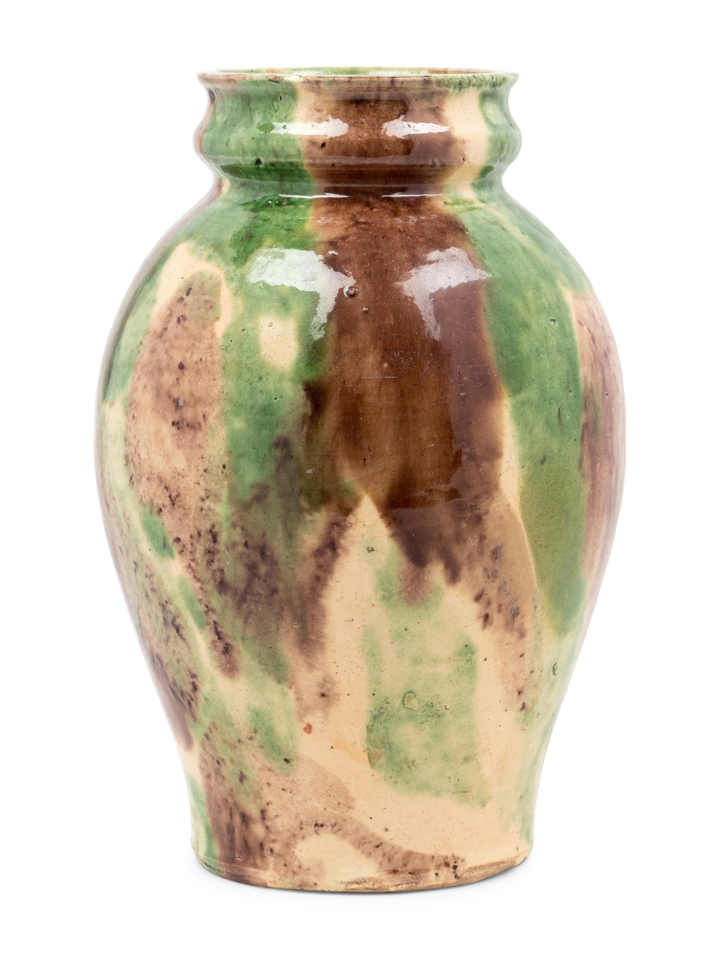 A Chinese Sancai Glazed Pottery Vase