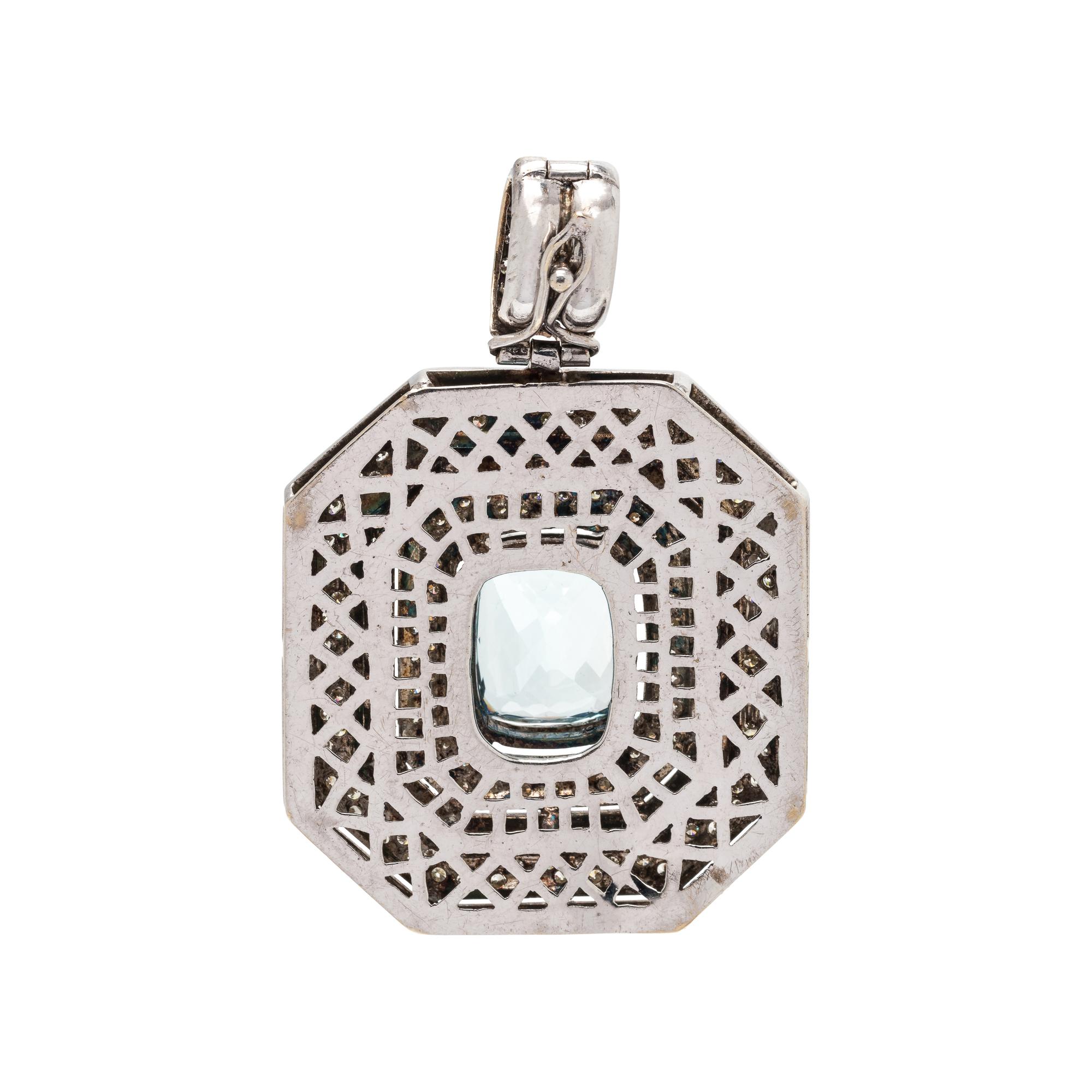 AQUAMARINE AND DIAMOND PENDANT
