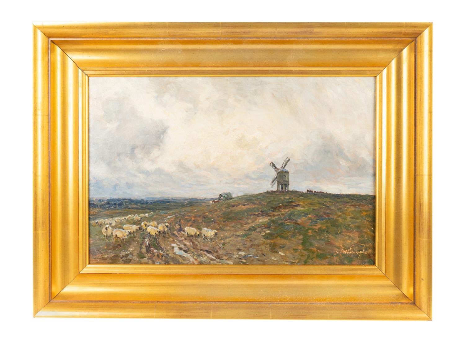 Two Works; Barbizon scene of sheep in a landscape and Sutton Poyntz