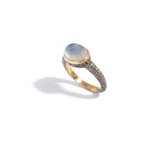 MOONSTONE AND DIAMOND RING
