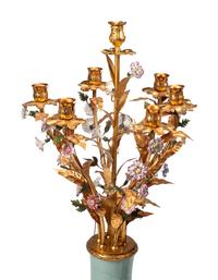 A Pair of Large Gilt Bronze Mounted Celadon-Glazed Porcelain Candelabra
