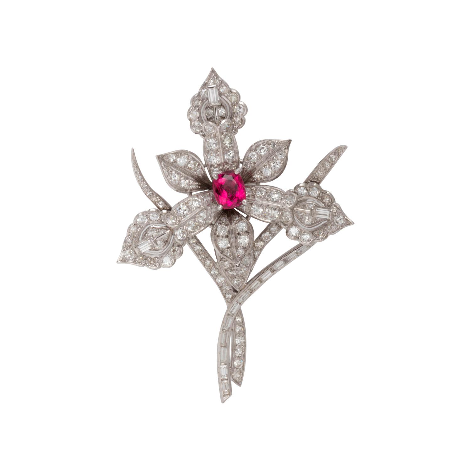 DIAMOND AND MULTIGEM CONVERTIBLE FLOWER BROOCH