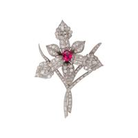 DIAMOND AND MULTIGEM CONVERTIBLE FLOWER BROOCH