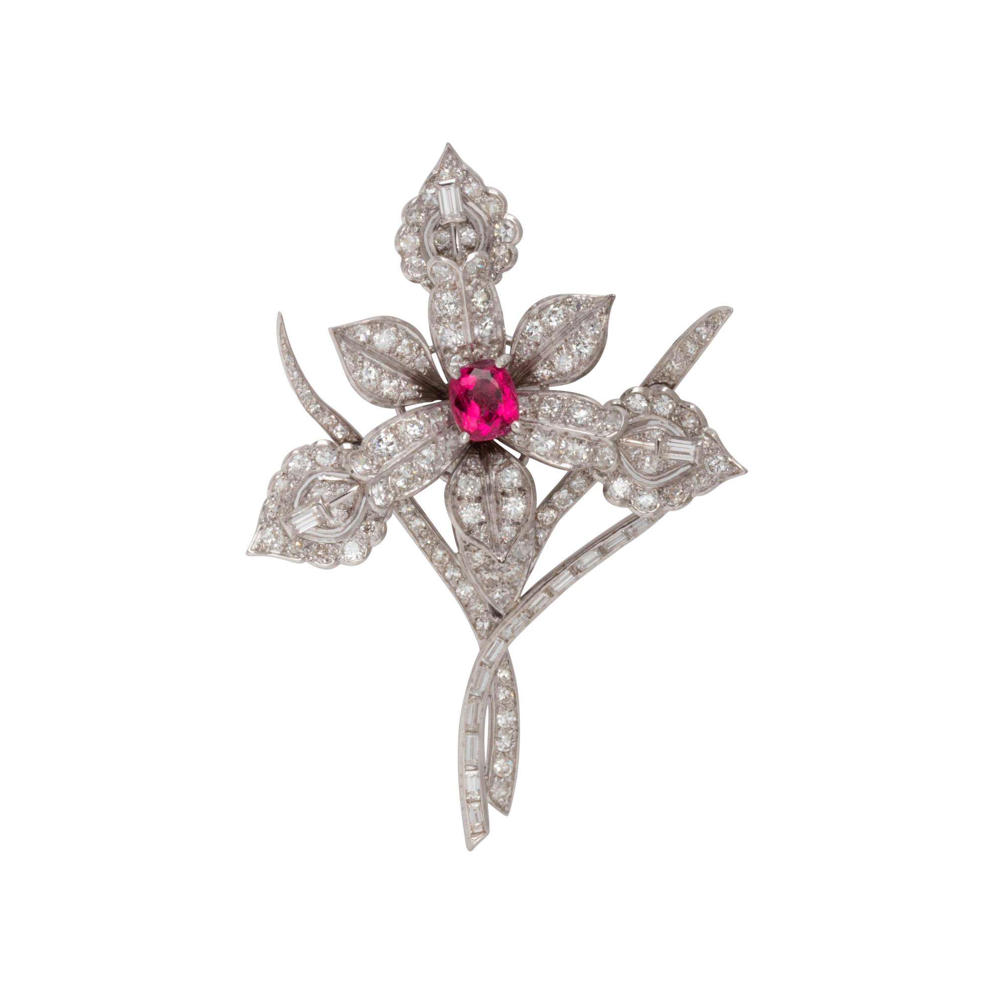 DIAMOND AND MULTIGEM CONVERTIBLE FLOWER BROOCH