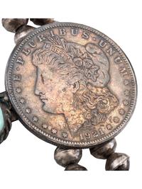 Navajo Coin and Turquoise Squash Blossom Necklace