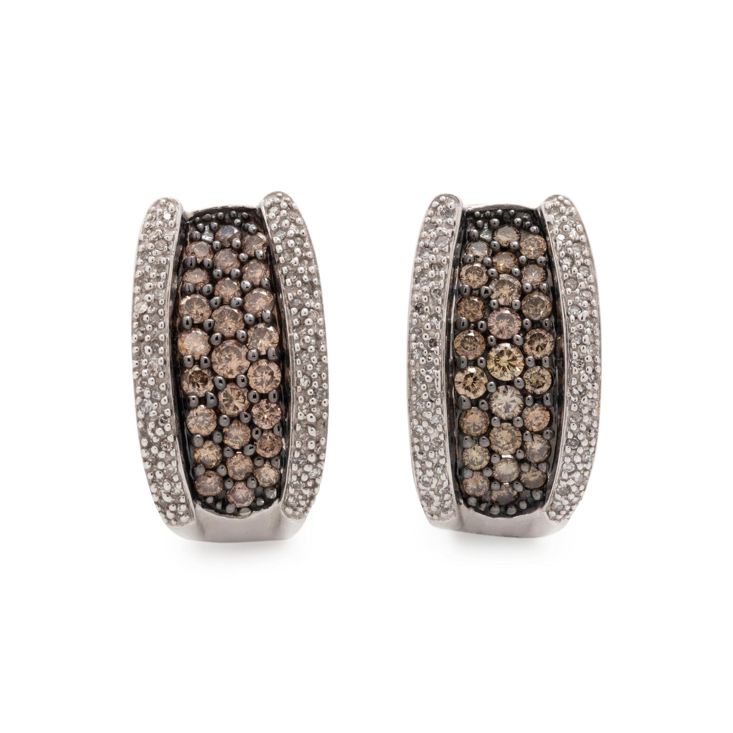 COLORED DIAMOND AND DIAMOND EARCLIPS