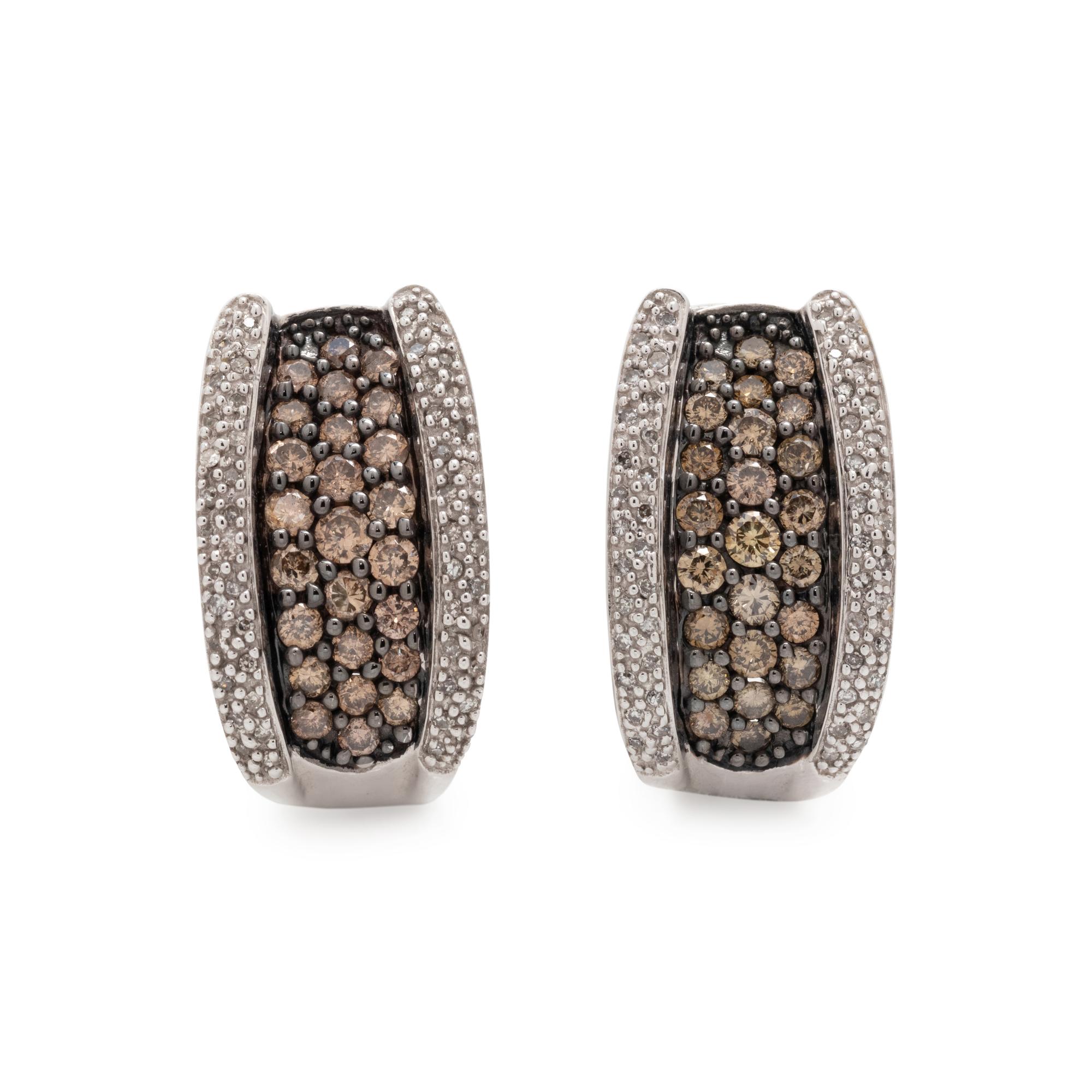 COLORED DIAMOND AND DIAMOND EARCLIPS