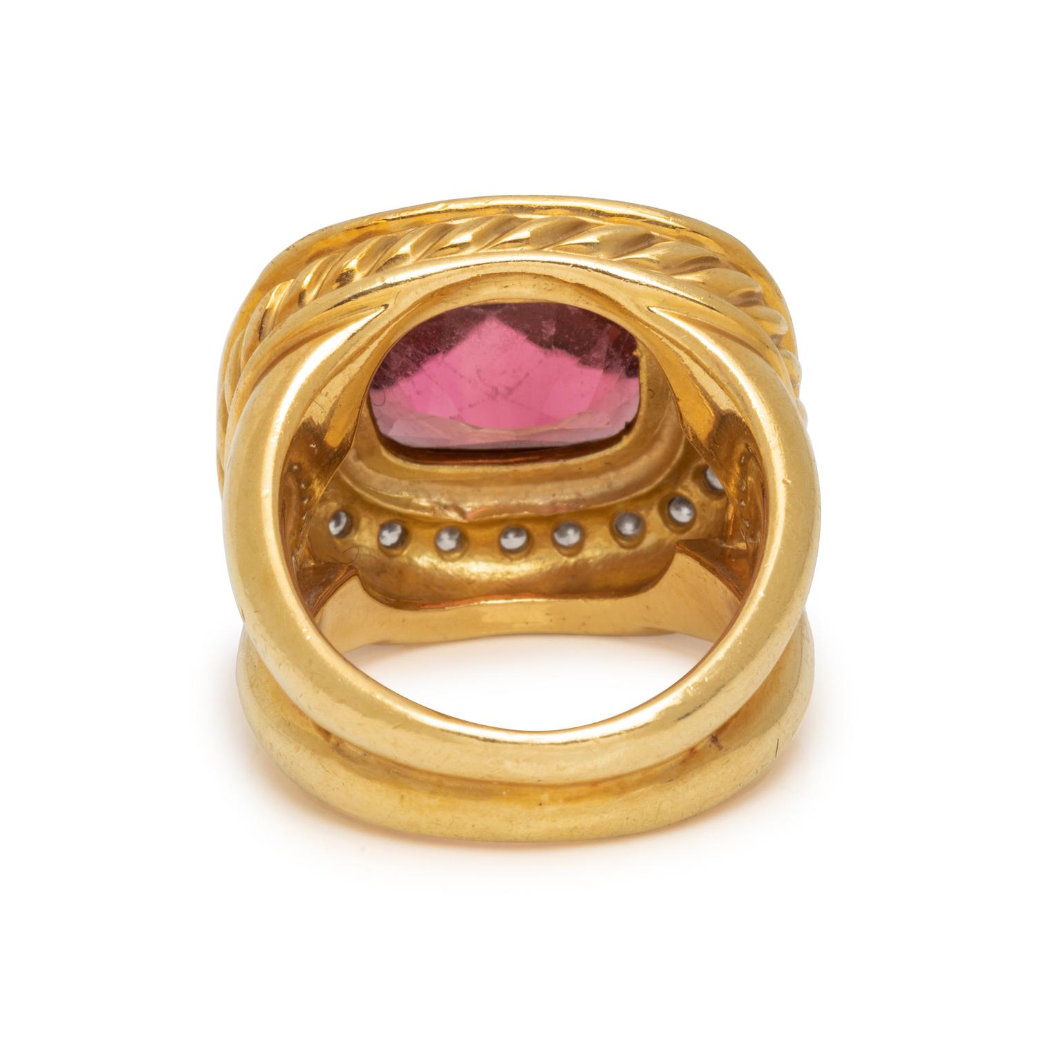DAVID YURMAN, YELLOW GOLD, PINK TOURMALINE AND DIAMOND RING