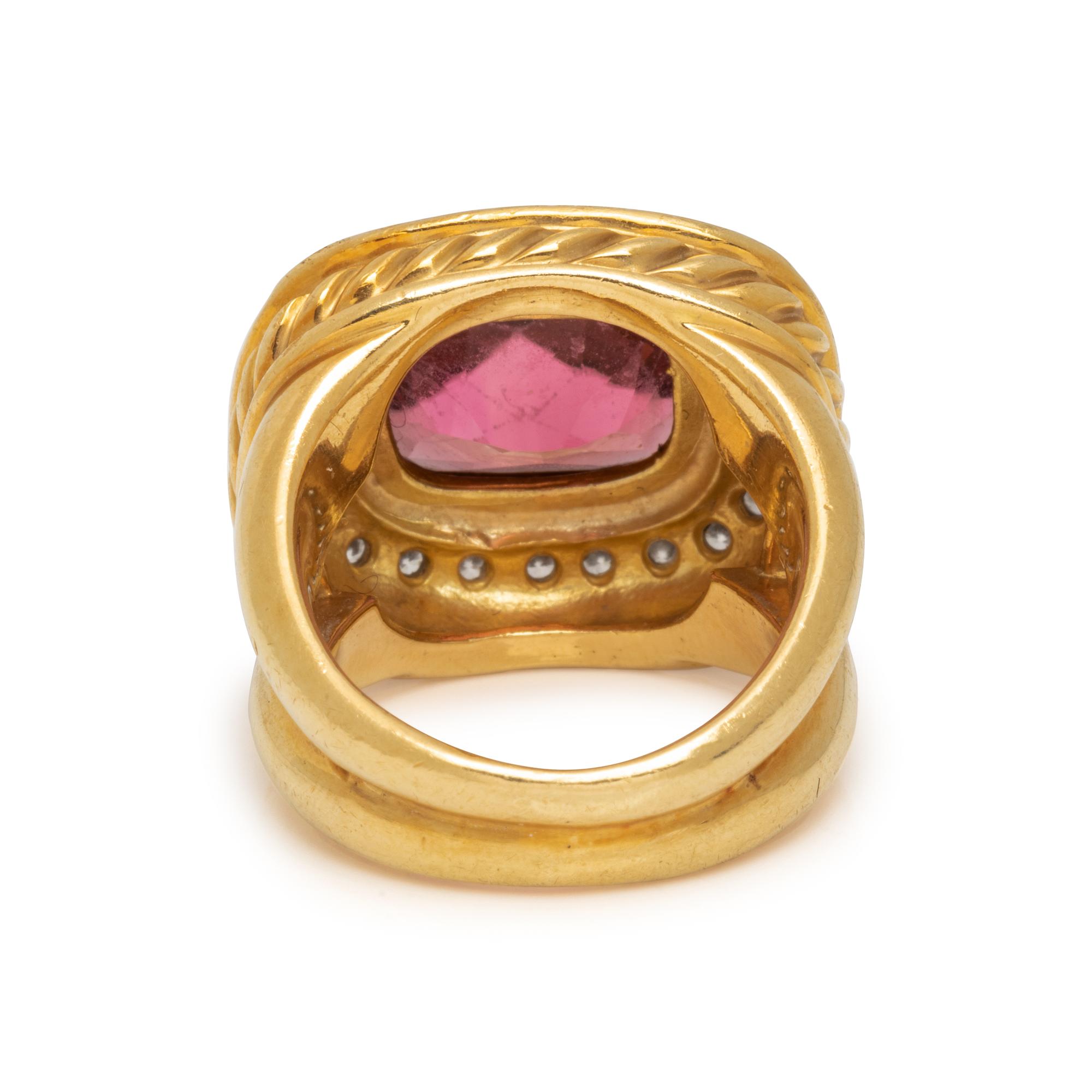 DAVID YURMAN, YELLOW GOLD, PINK TOURMALINE AND DIAMOND RING