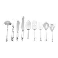 An Extensive Georg Jensen Acorn Silver Flatware Service