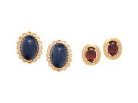 COLLECTION OF YELLOW GOLD AND GEMSTONE EARRINGS