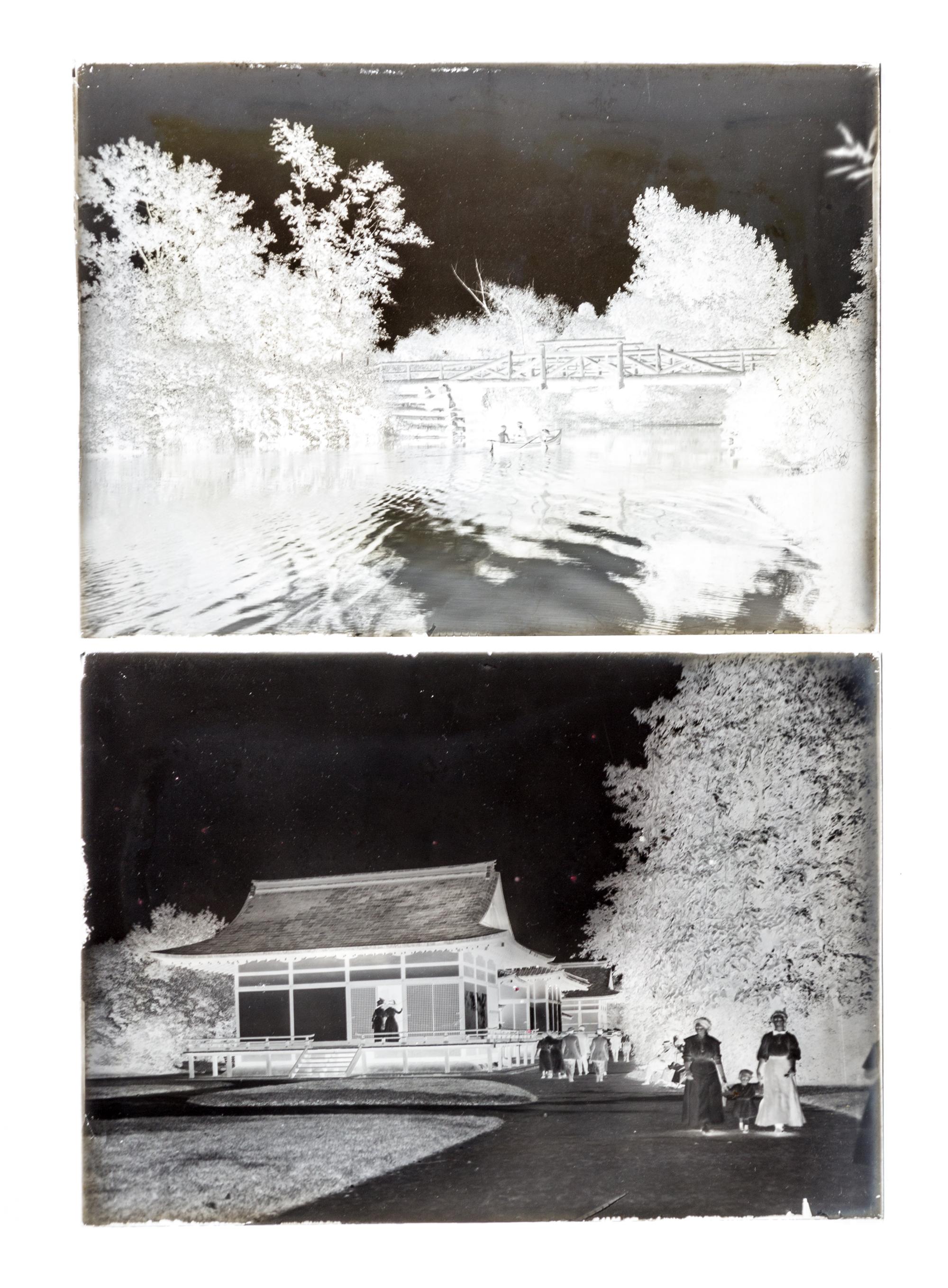(CHICAGO), PHOTOGRAPHY. A collection of glass plate negatives depicting the Columbian Exposition grounds. Chicago, c. 1900-1905.