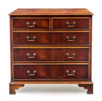 A Hepplewhite Style Burlwood and Satinwood Chest of Drawers Height 36 1/8 x width 37 1/8 x depth 21 inches. — 20TH CENTURY