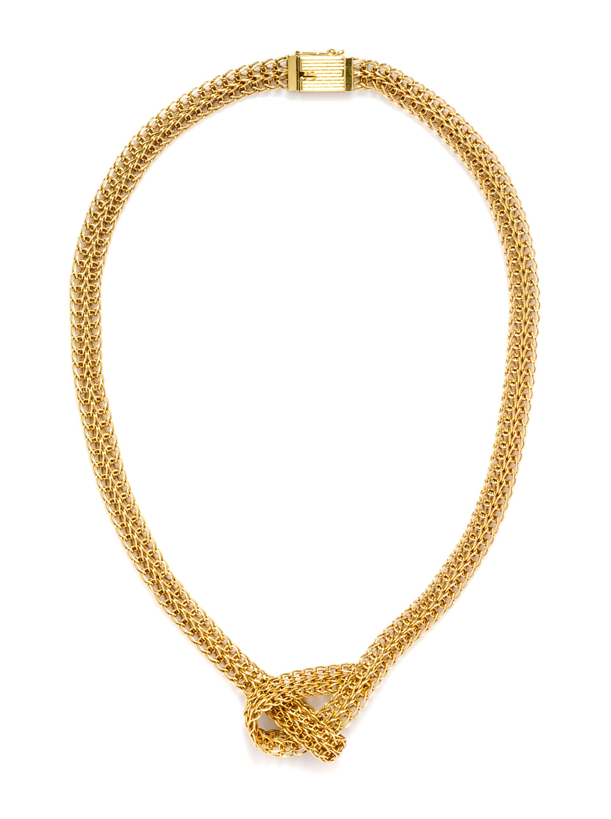 An 18 Karat Yellow Gold Knotted Necklace, Grosse, Circa 1972, 18.70 dwts.