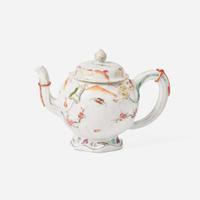 An unusual Chinese export porcelain famille rose-decorated "Lotus" teapot 粉彩茶壺 18th century ????
