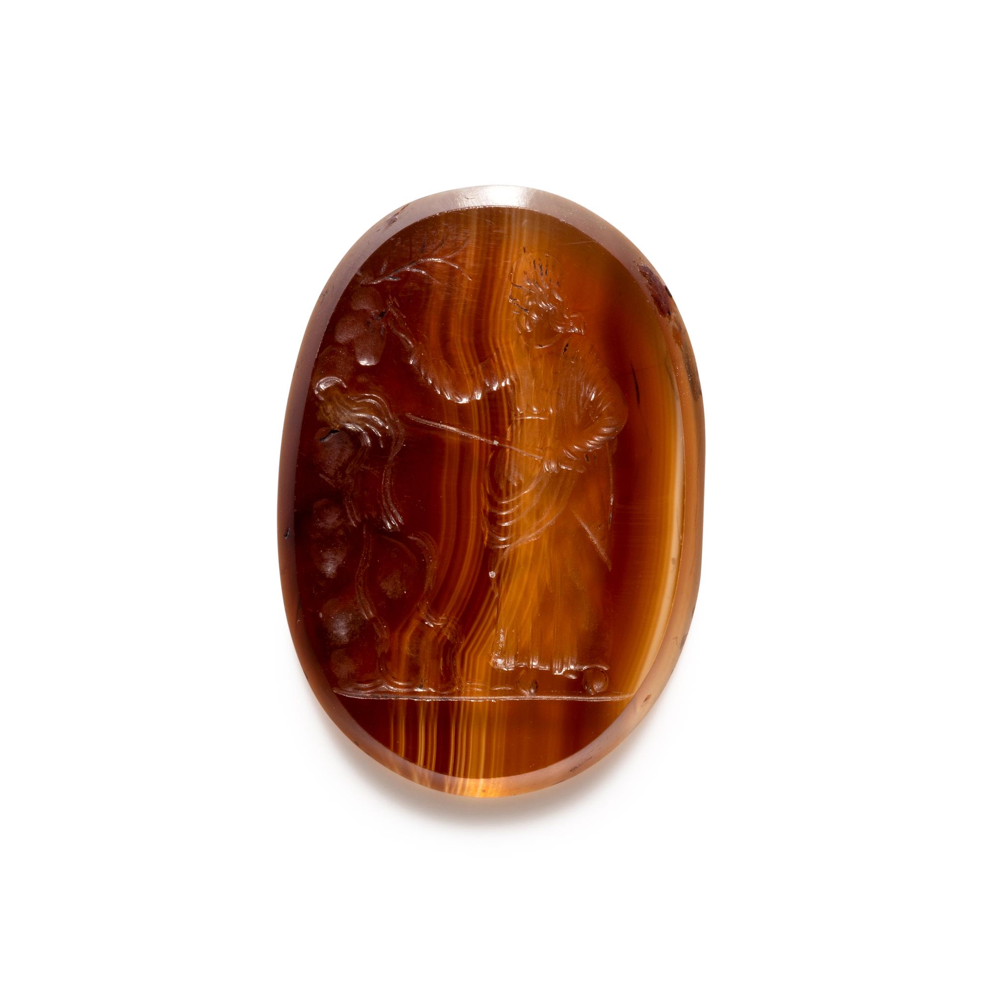 A Two-Sided Agate Intaglio with a Female Portrait Head and a Biblical Scene