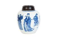 A Chinese Blue and White Porcelain Ginger Jar with Figural Decoration — 19TH CENTURY