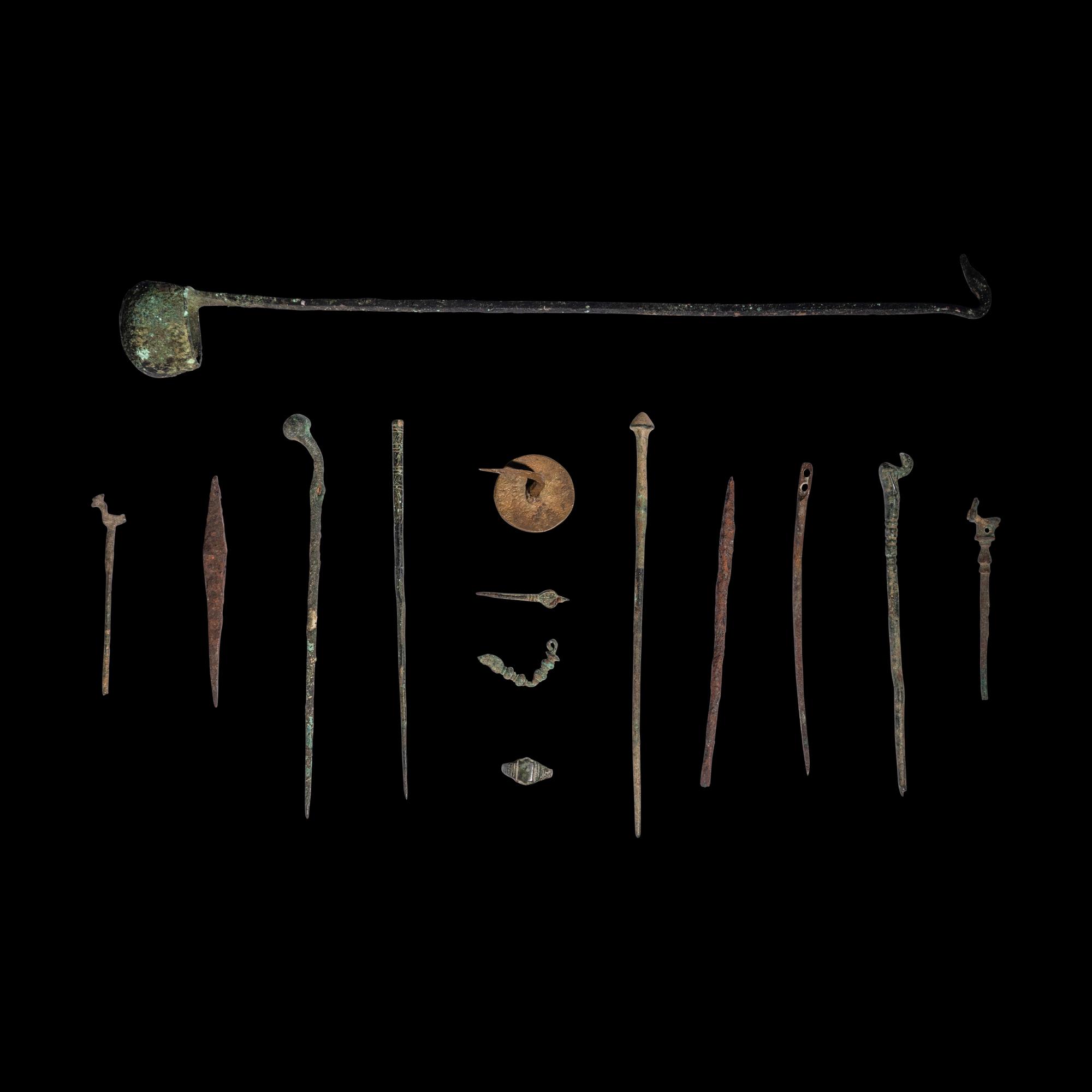Fourteen Greco-Roman Bronze Utilitarian Objects