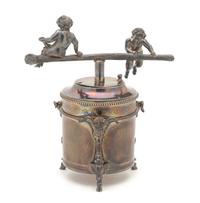 A Silver-Plate Pepper Grinder Height 4 3/4 inches.